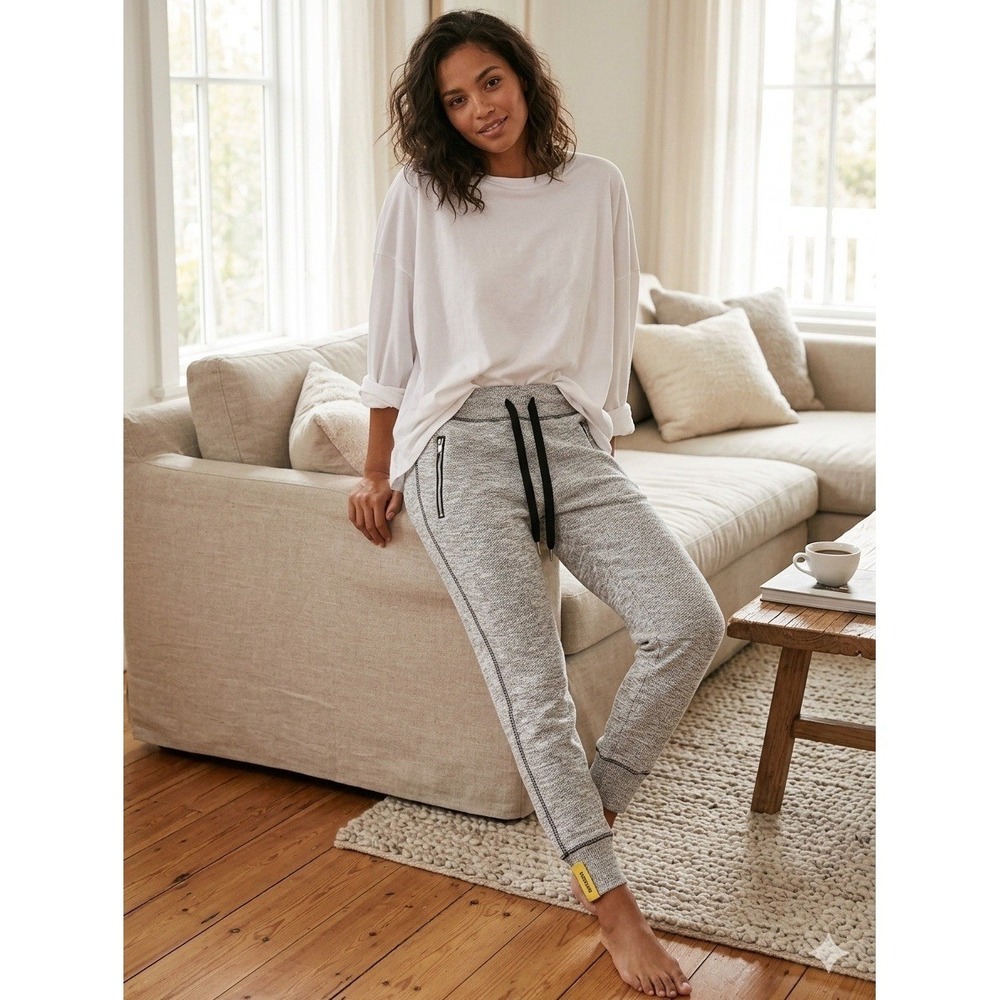 Cozy Fleece Lined Joggers M Gray Tapered Sweatpants Loungewear Athleisure